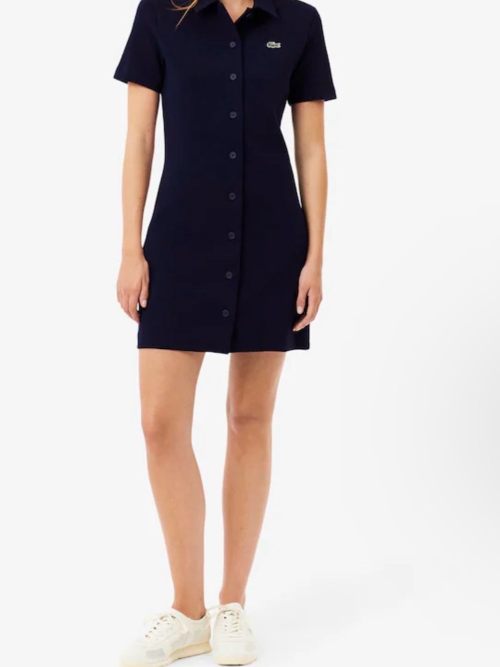 Lacoste Mini Stretch Pique Buttoned Polo Dress Blue 40